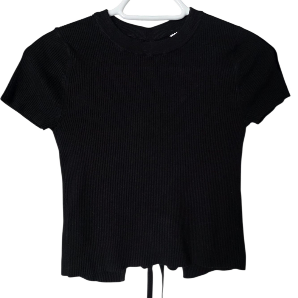 Garage Black Ribbed Open Back Crop Top - Picture 2 of 2